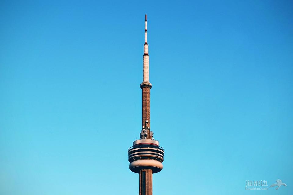 蓝色的天空, 建设, 加拿大, Cn 塔, 市中心, 高, 户外, 天空, 塔